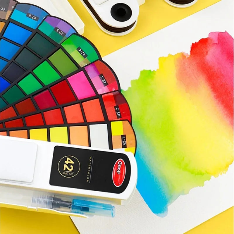 Faltbares Aquarell Set 18/24/36/42 Farben mit Wasserpinsel für Reisen