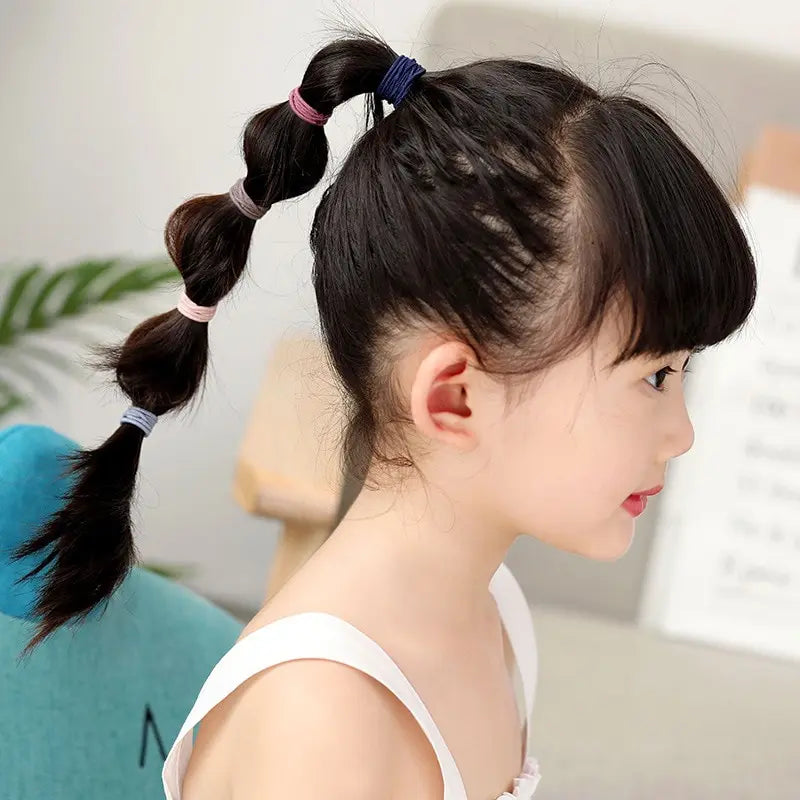 100 bunte elastische Haarbänder für Kinder – 100er Set in Bonbonfarben
