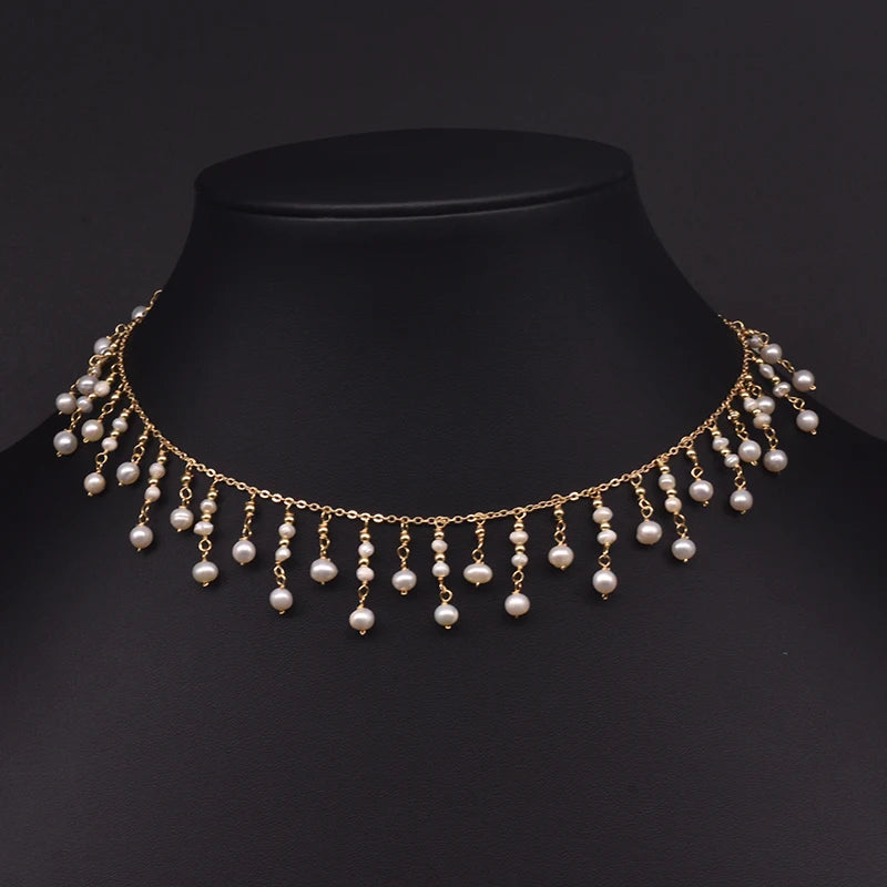 Natürliche Süßwasserperlenkette, Vintage Stil, Damen Anhänger