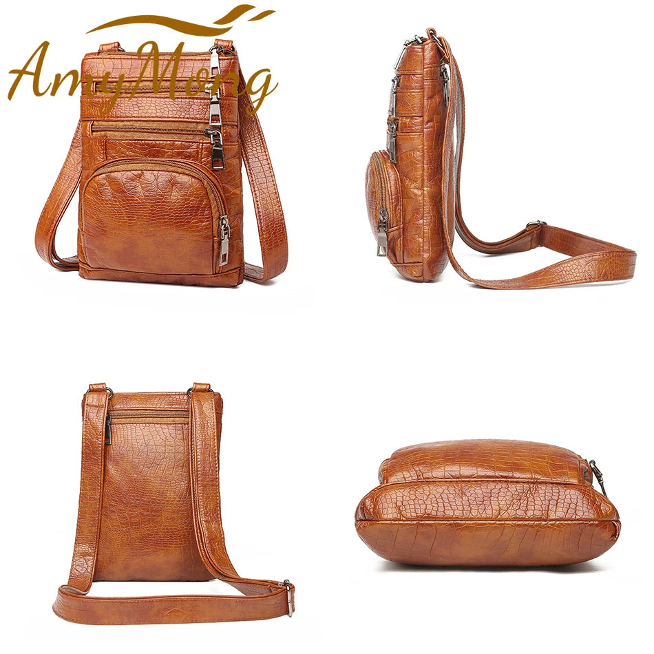 Multi Taschen Casual Schultertaschen Frauen Retro Flap Handtasche