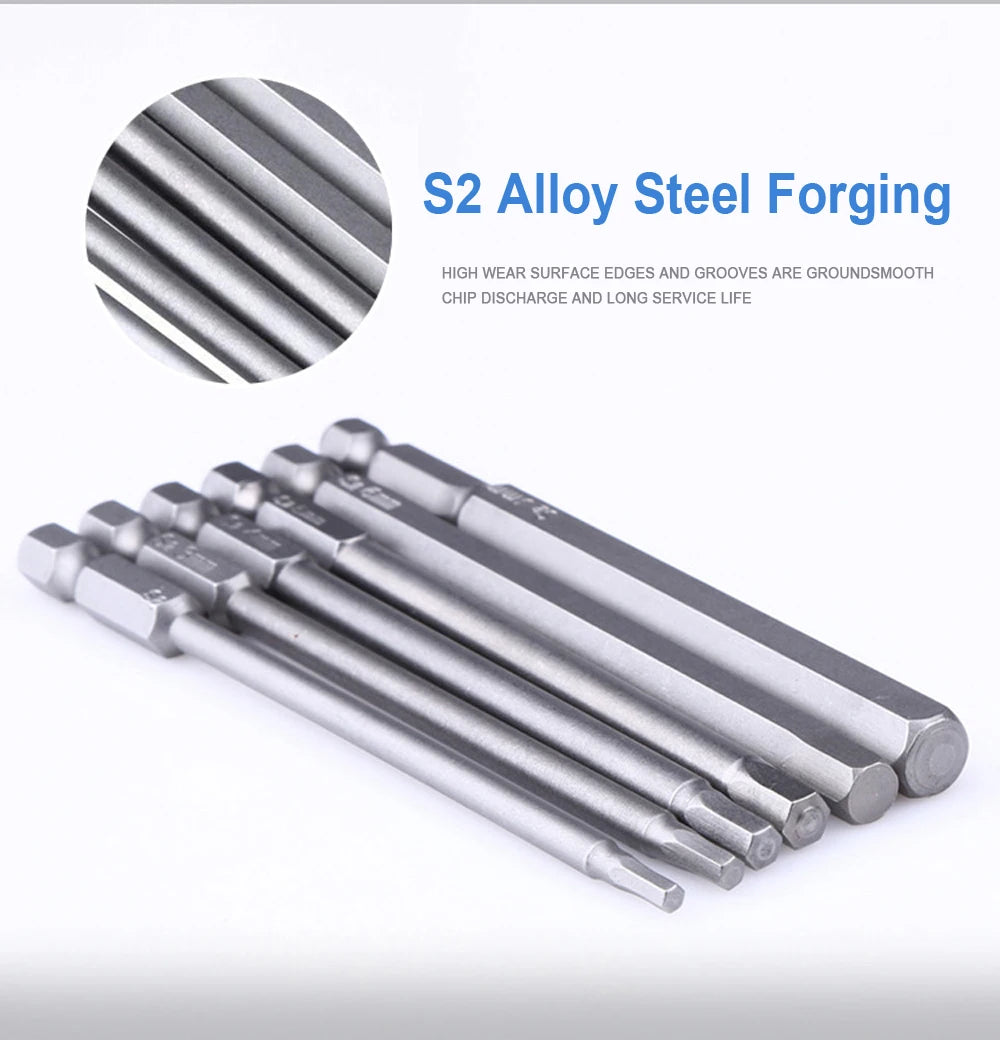 8-tlg. 100mm Sechskant Bit Set SAE - Metrisch für Akkuschrauber Bohrer