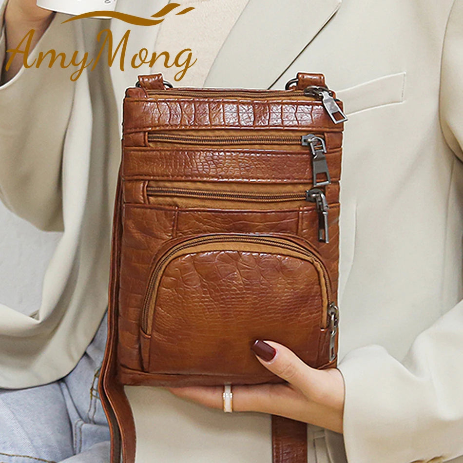 Multi Taschen Casual Schultertaschen Frauen Retro Flap Handtasche