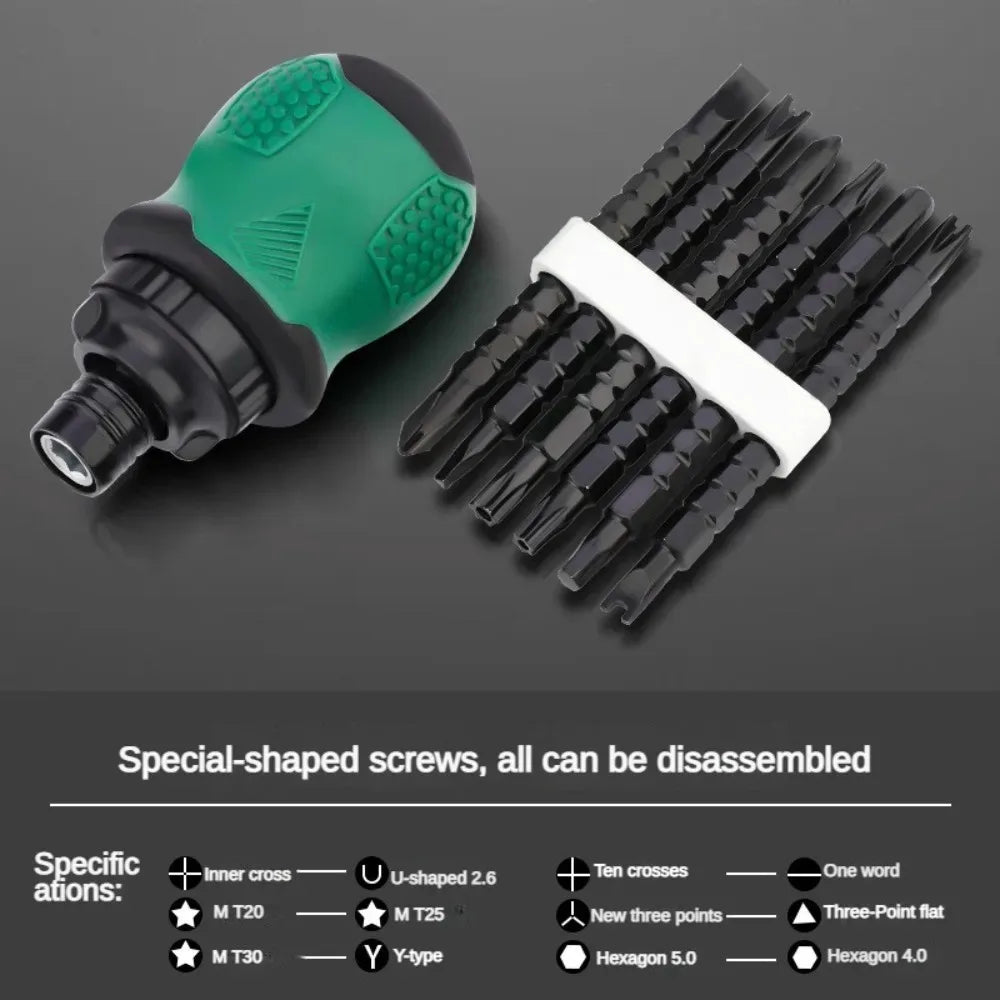 Ratsche Schraubendreher Set mit magnetischen Phillips Schlitz Bits