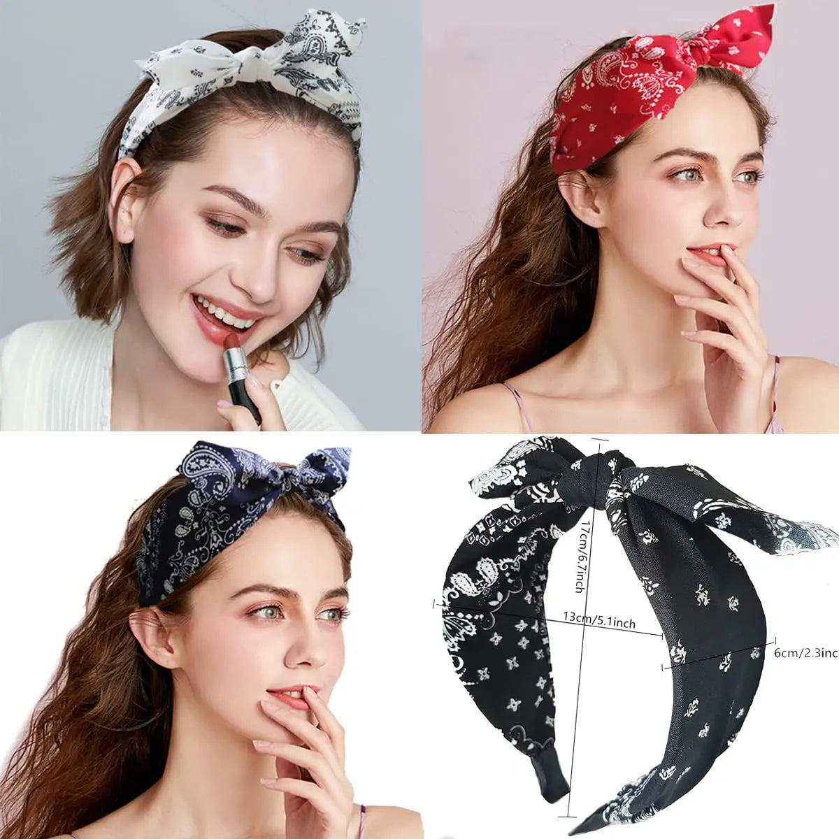 Paisley Bandana Stirnband mit Hasenohren Schleife Mode Haarband Damen