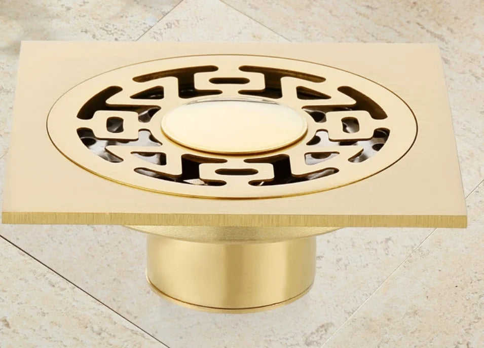 Gold Messing Bodenablauf Quadrat Dusch Boden Abfluss Sieb Abdeckung