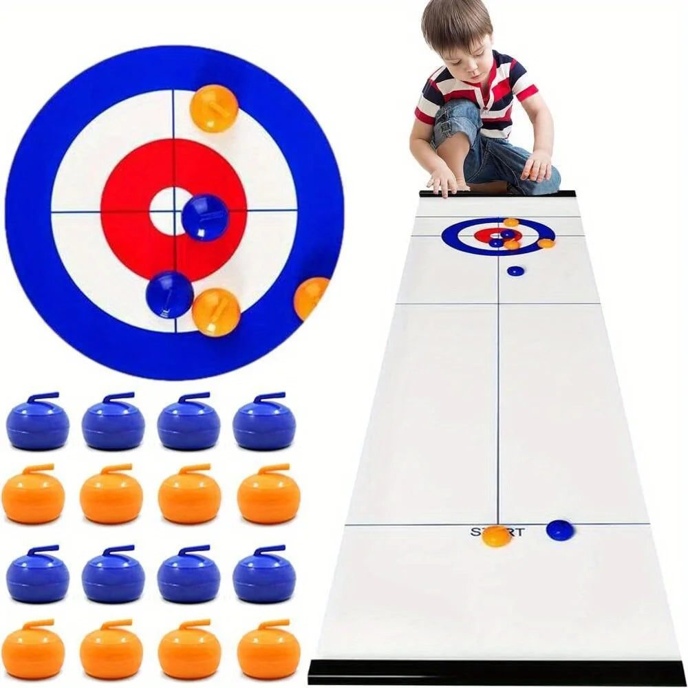 Faltbares Mini Curling Tischspiel mit 16 Bällen – Spielspaß für Familie - Reise