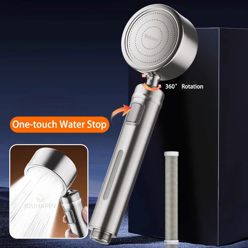 Hochdruck-Duschkopf mit Filter & Ein-Tasten-Stopp – Wassersparend