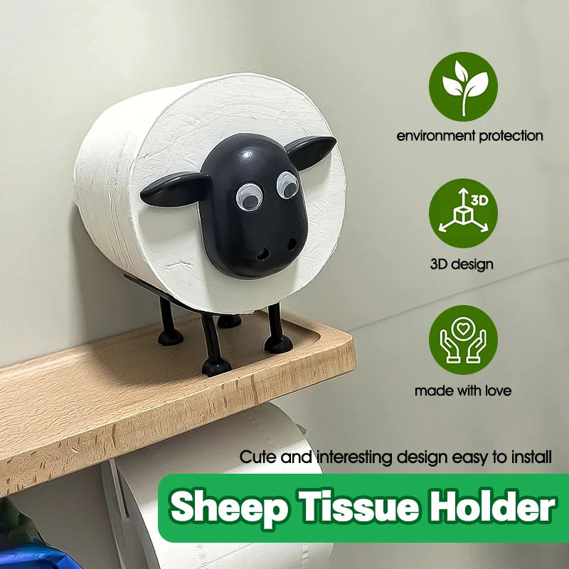 Freistehender Toilettenpapierhalter in Schafform aus Kunststoff