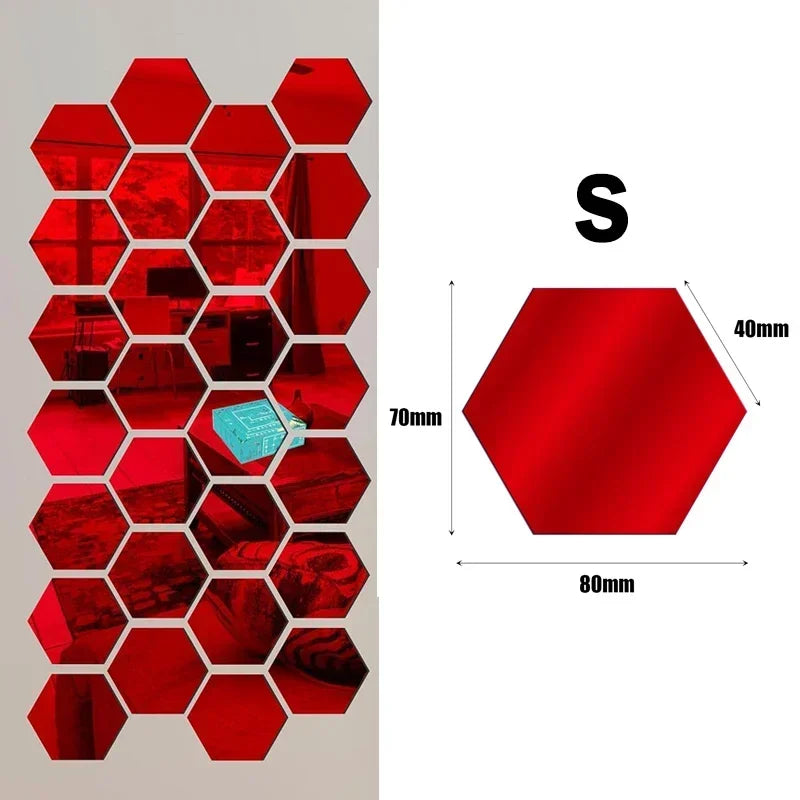 Sechseckige Acryl Spiegel Wandaufkleber selbstklebend abnehmbar