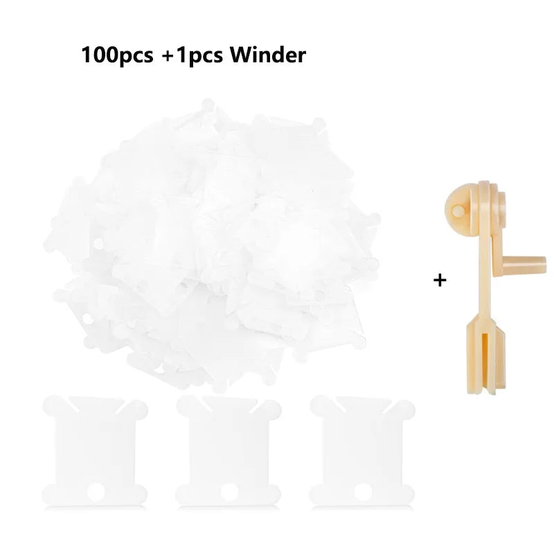 Kunststoff Zahnseide Spulen mit Wickler Kreuzstich Karte Fadenhalter Set