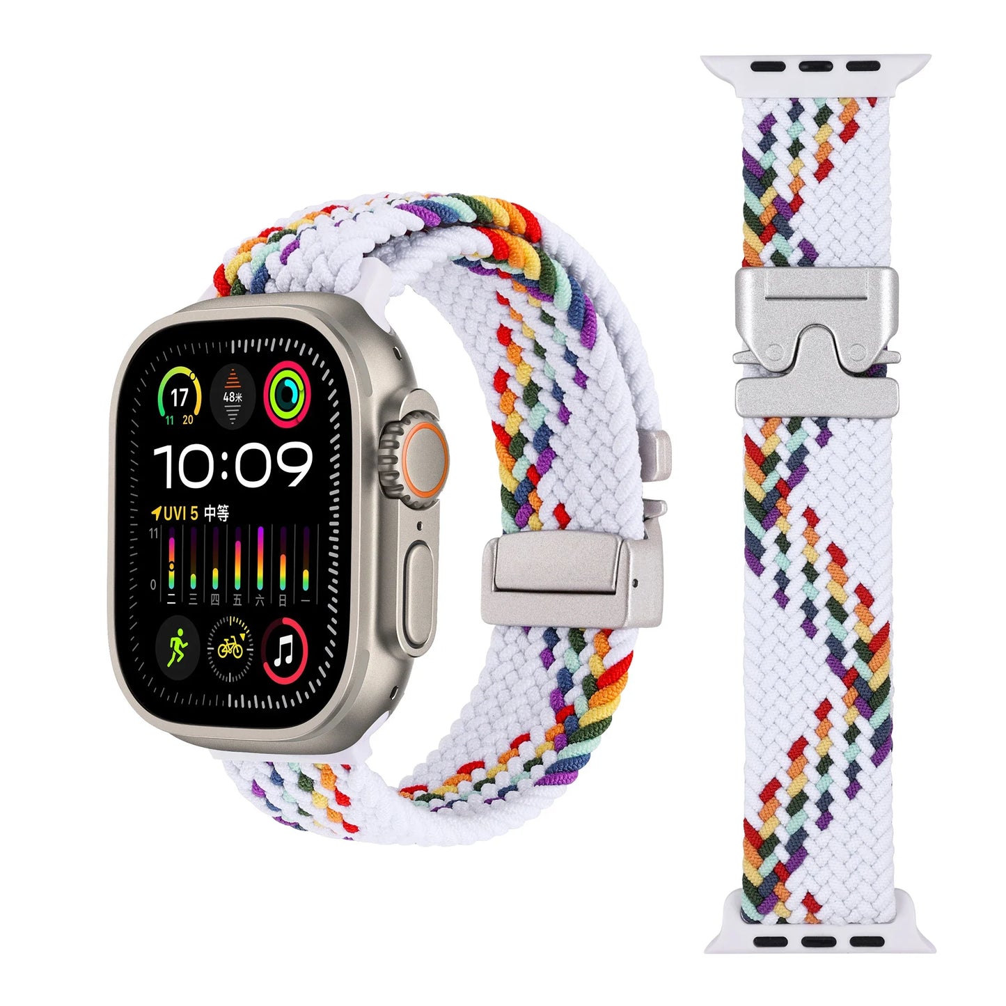 Geflochtenes Fallschirm-Nylonarmband mit Metallverschluss für Smartwatches