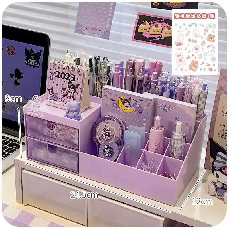 Schreibtisch Organizer Box mit 9 Fächern – Kawaii Stiftehalter für Schüler-Yabubest - Home & More