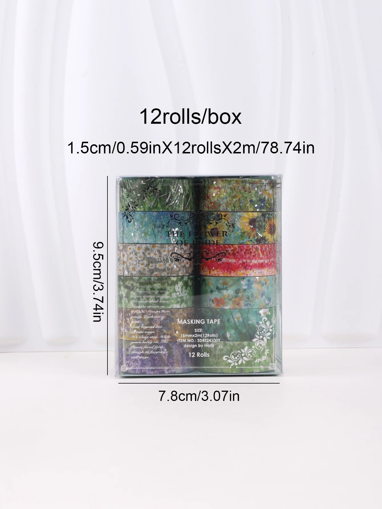 12er Set buntes florales Washi-Tape für kreatives Scrapbooking - DIY