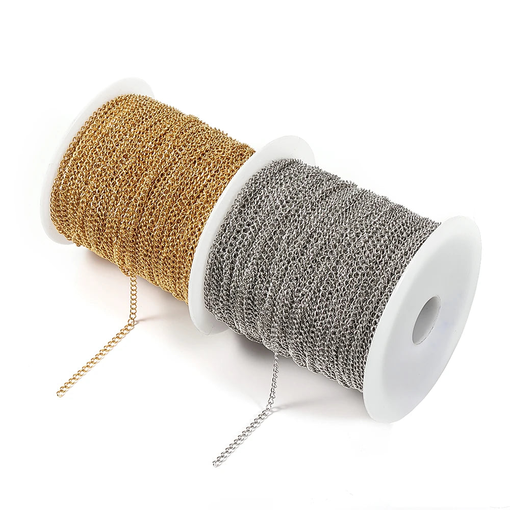 2 Meter Edelstahl Verlängerungskette in Gold, Silber, Stahl-Yabubest - Home & More