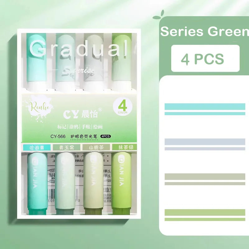 12/4 Stück Kawaii Textmarker Set mit vielseitigen Farbverläufen für Schüler