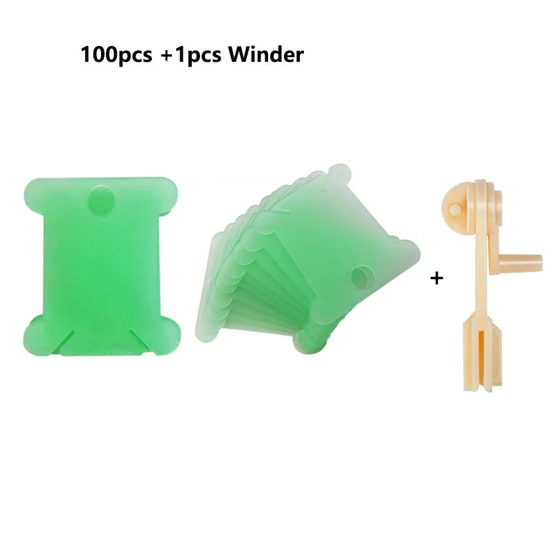 Kunststoff Zahnseide Spulen mit Wickler Kreuzstich Karte Fadenhalter Set