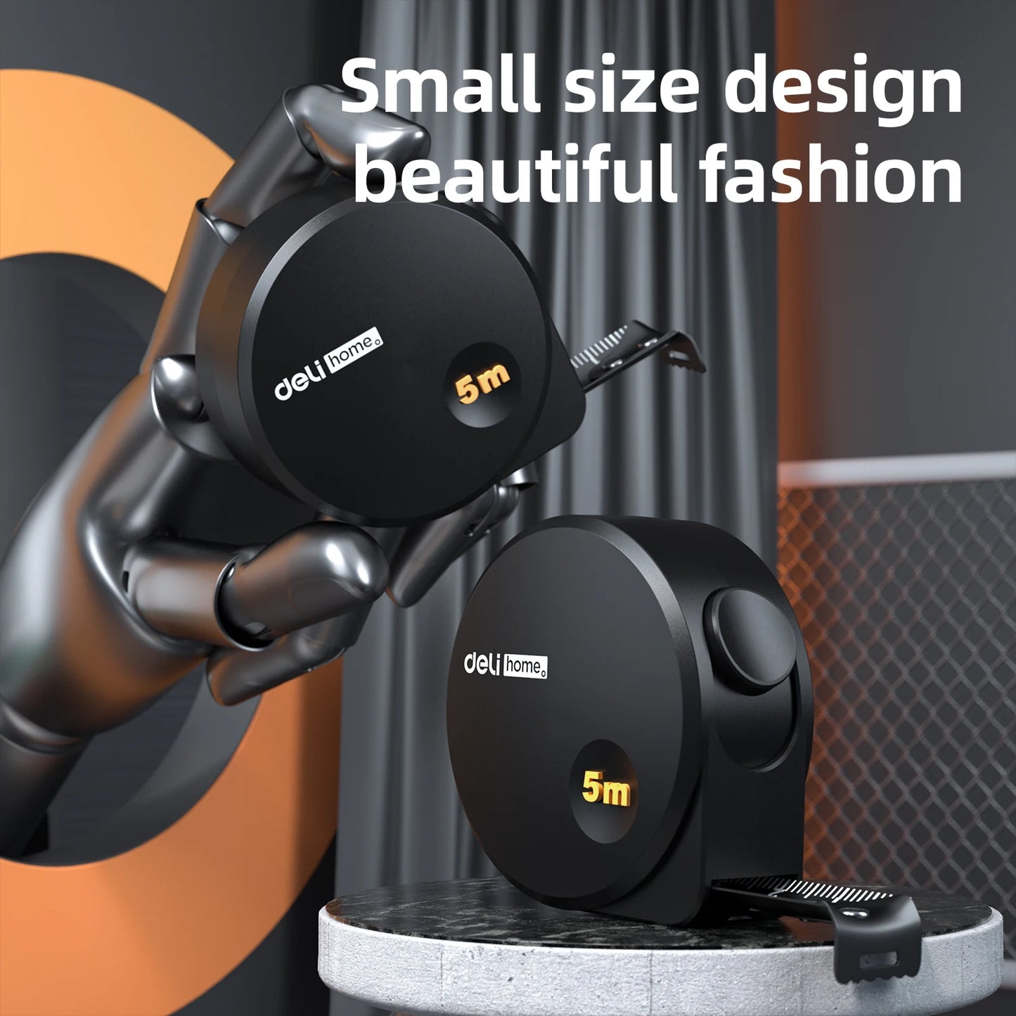 5m Maßband Stahl schwarz Holzverarbeitung tragbares Messwerkzeug