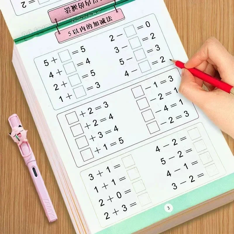 Handgeschriebenes Mathematik-Übungsbuch für Kinder 0–20 Addition Subtraktion