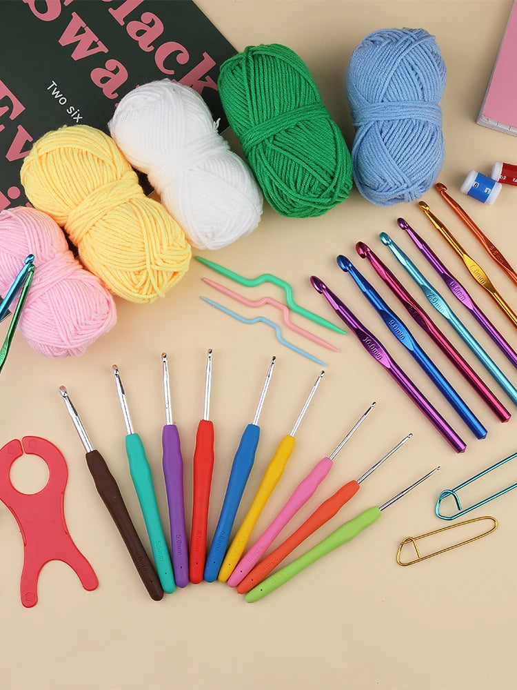 KRABALL Strick und Häkelnadel Set mit Zubehör und Tasche für Heimgebrauch