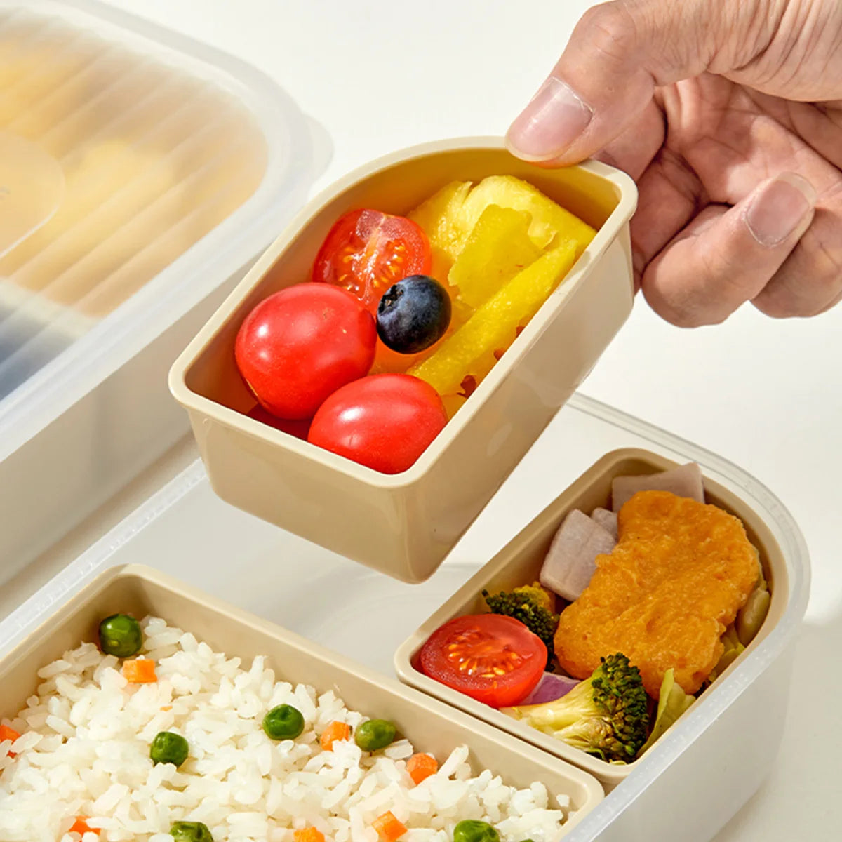 3-Fächer Mikrowellen Lunchbox Kunststoff – Tragbar, Stapelbar für Schule & Büro