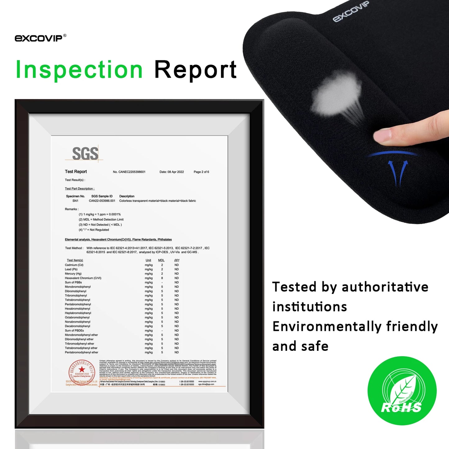 Ergonomisches Mauspad mit Memory-Schaum Handgelenkstütze rutschfest 250x205mm