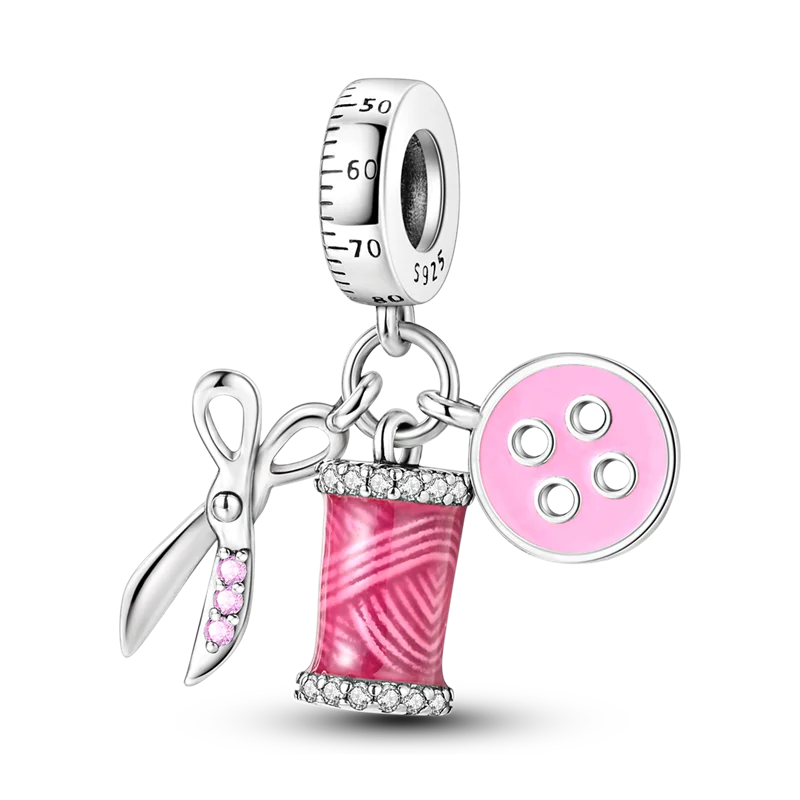 925 Sterling Silber Charm mit rosa Schmetterling - leuchtenden Glühwürmchen