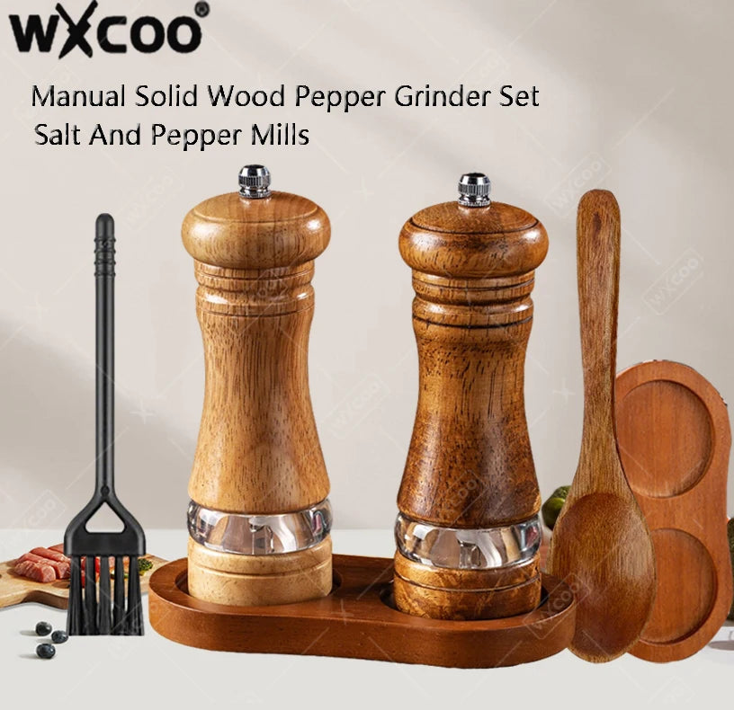 6 Zoll Holz Pfeffermühle manuell mit einstellbarem Keramik-Mahlwerk