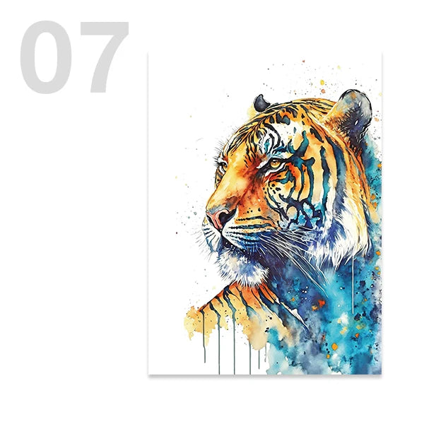 Aquarell Safari Tiere Wandbild für Baby Kinderzimmer Dekoration