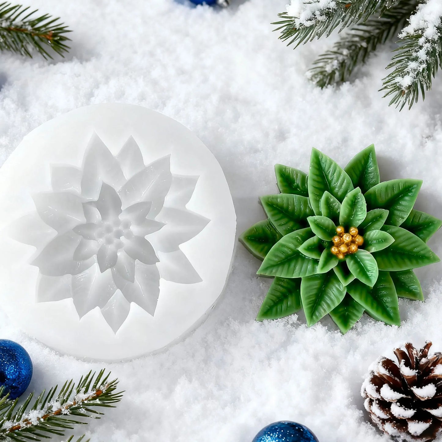 DIY Silikonform für Weihnachtsdekoration mit Holly Blatt und Beeren