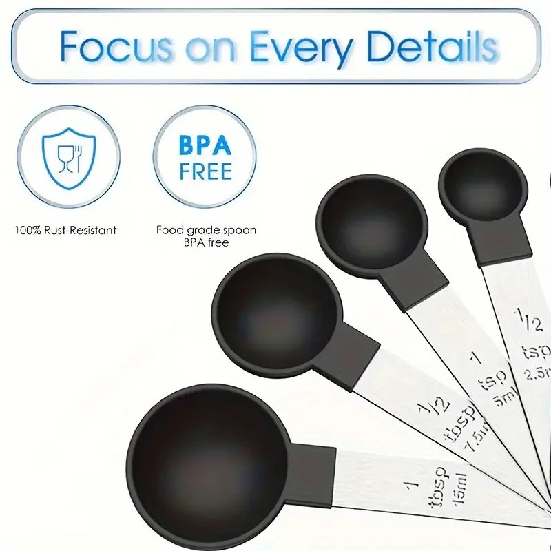 8-teiliges Messbecher- und Löffel-Set mit Edelstahlgriff für Küche