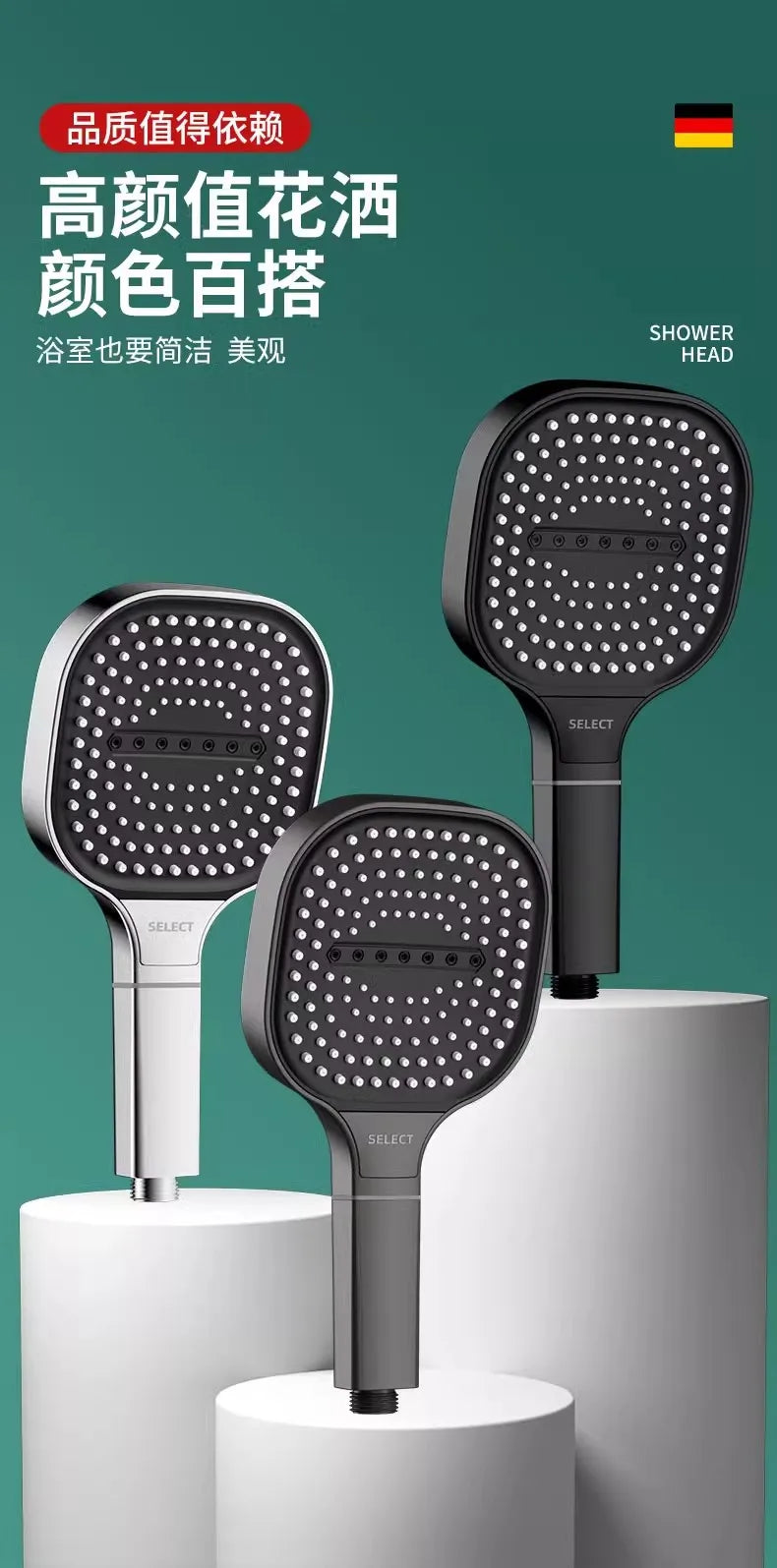 13 cm großer handgehaltener Duschkopf mit 3 Modi und Hochdruckwasser-Yabubest - Home & More