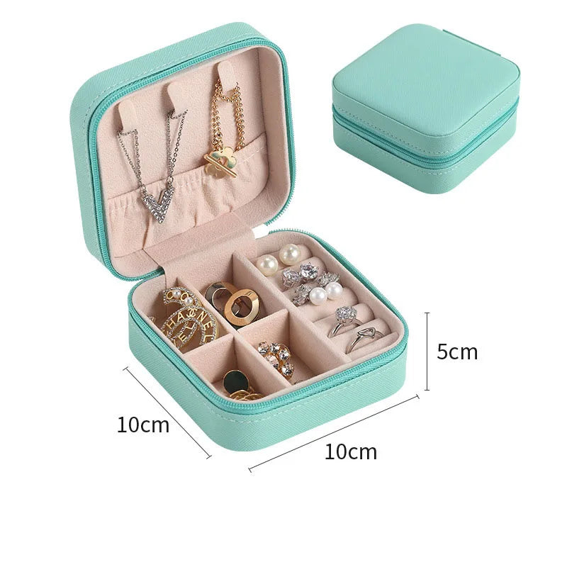Kompakte Reise Schmuckschatulle "Makronen" Design - Leder Organizer Box