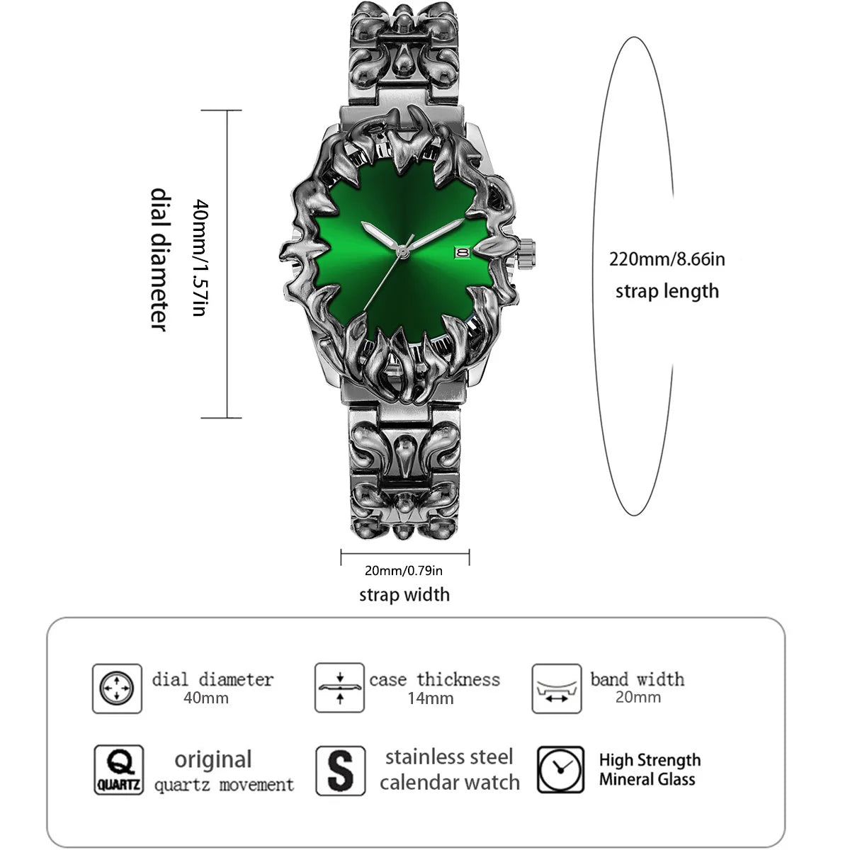 Sportliche Herrenuhr mit Edelstahl Armband und Quarzwerk