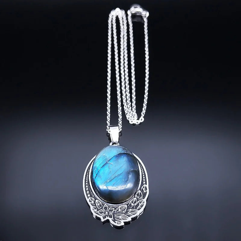 Boho Naturstein Labradorit Halskette für spirituelle Meditation