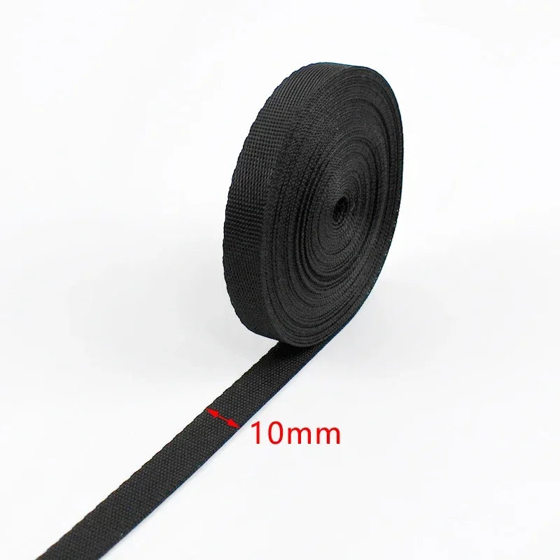 Schwarzes Nylon Gurtband 10-100mm für Taschen Gürtel Haustier Zubehör
