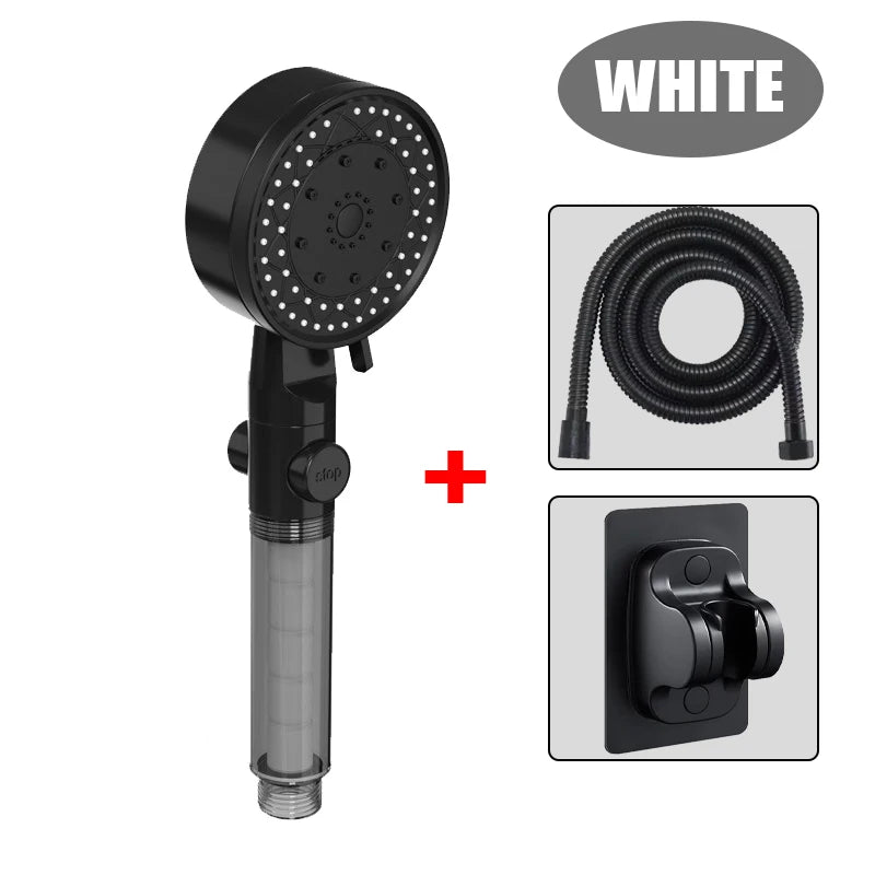10-in-1 Handbrause mit Wasserfilter - One-Touch-Stopp – Wassersparend - Hochdruck