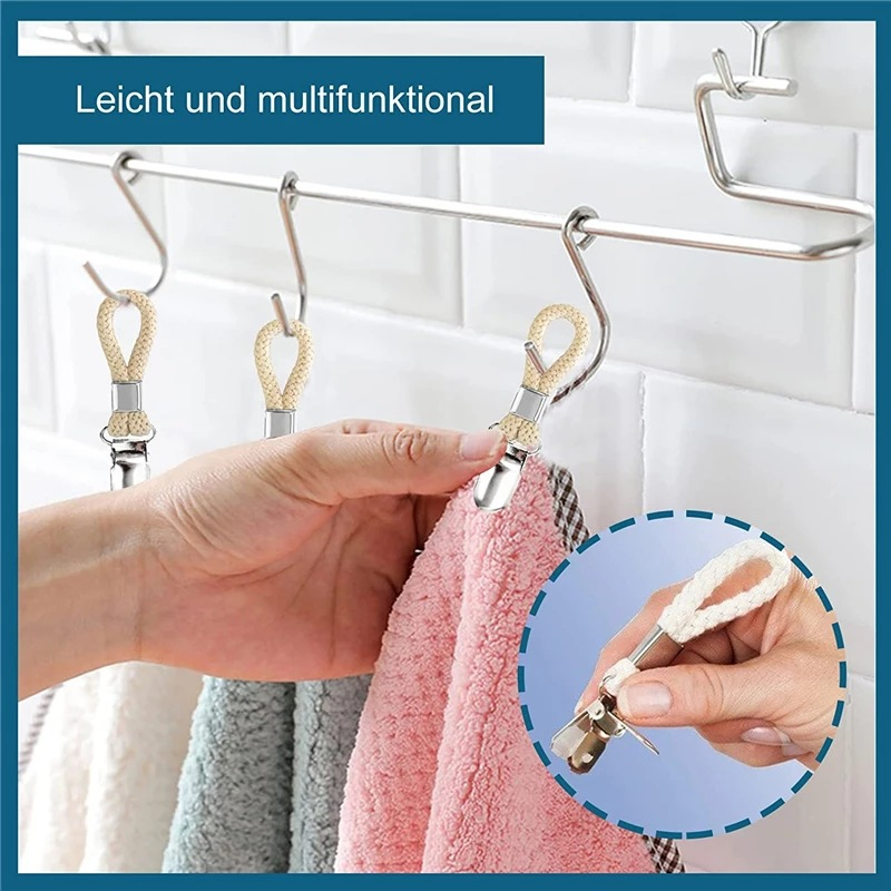 Praktische Handtuchclips mit Baumwollschlaufe und Metallklemme-Yabubestshop
