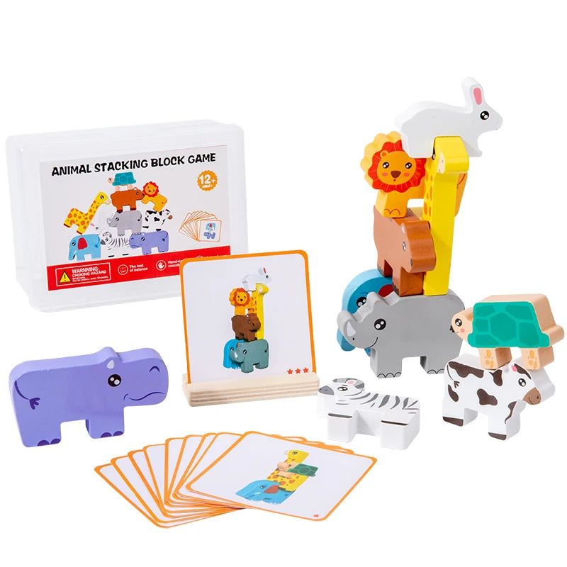 Pädagogisches Holz Tier Stapelspielzeug für Kinder 3-6 Jahre