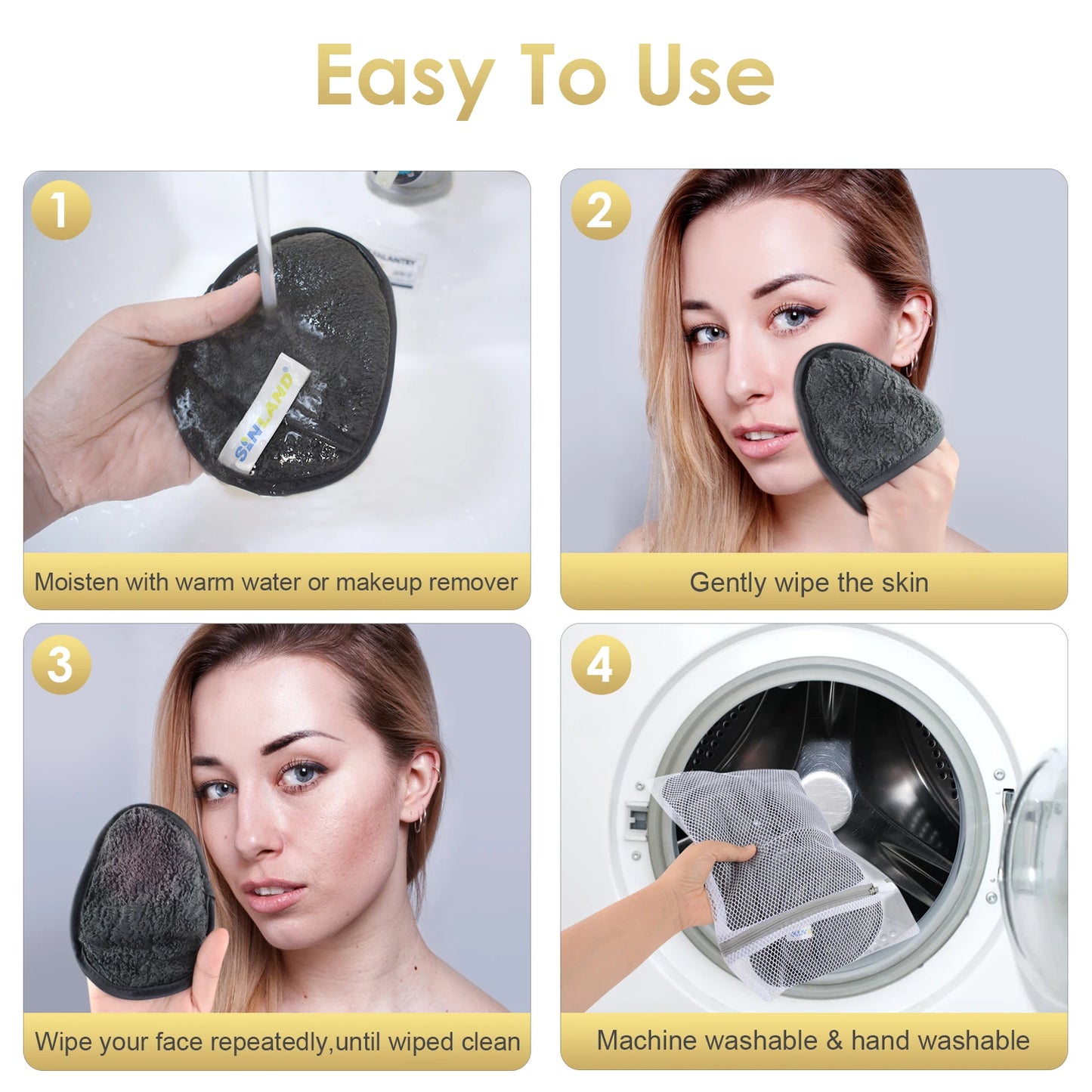 Sanfte wiederverwendbare Mikrofasern Make up Entferner Pads