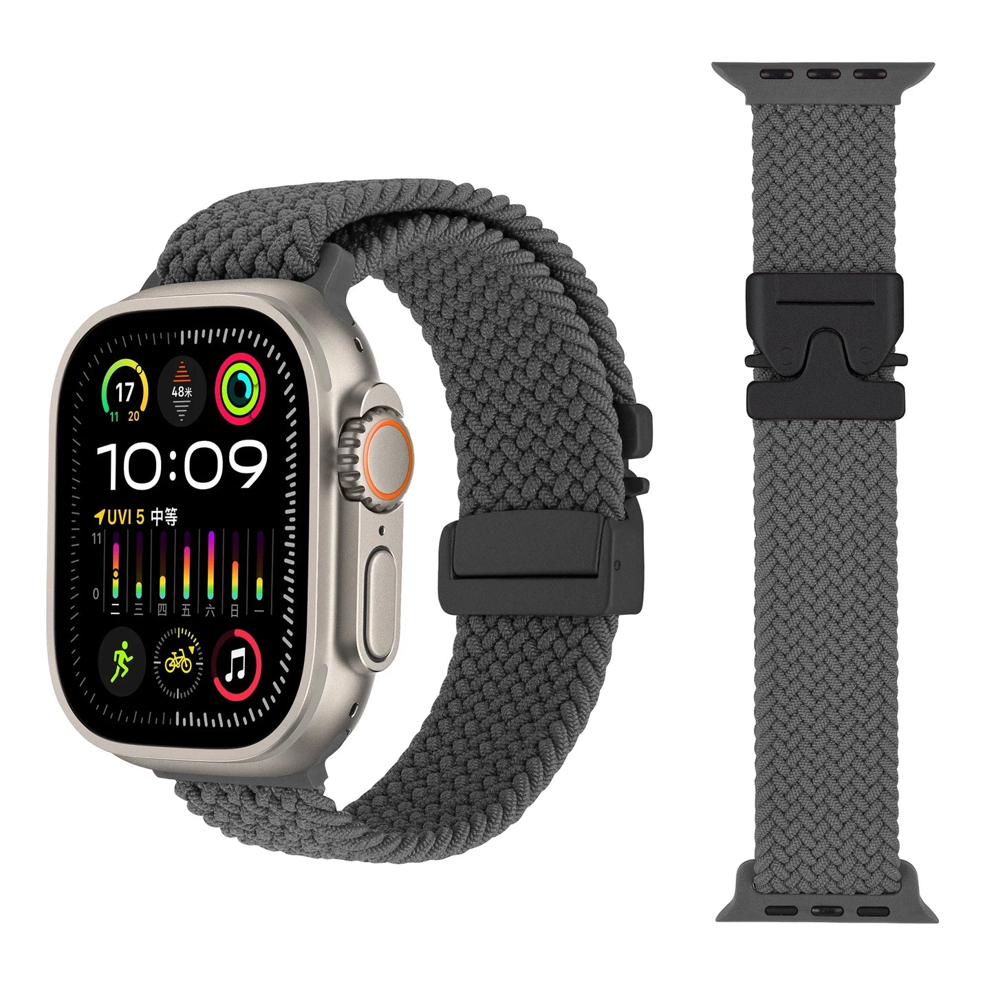 Geflochtenes Fallschirm-Nylonarmband mit Metallverschluss für Smartwatches