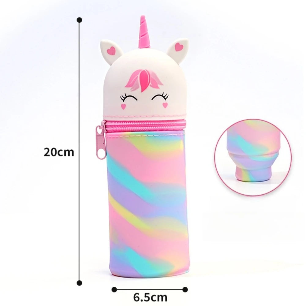 Niedlicher Silikon Stifthalter mit großem Fassungsvermögen und Reißverschluss