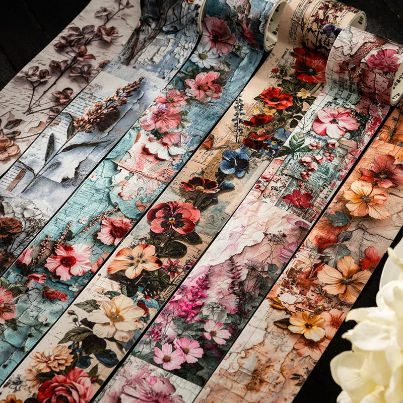 Breites 2m Blumen-Washi-Tape 45mm für Dekoration Basteln Journaling