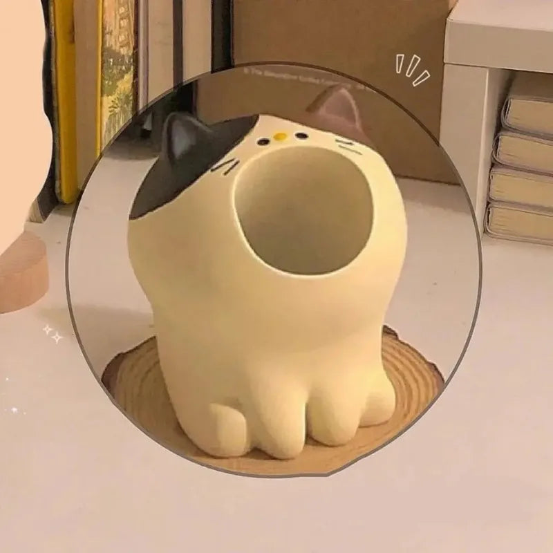 Niedlicher Katzen Stifthalter mit Mundöffnung Büro Desktop Dekoration