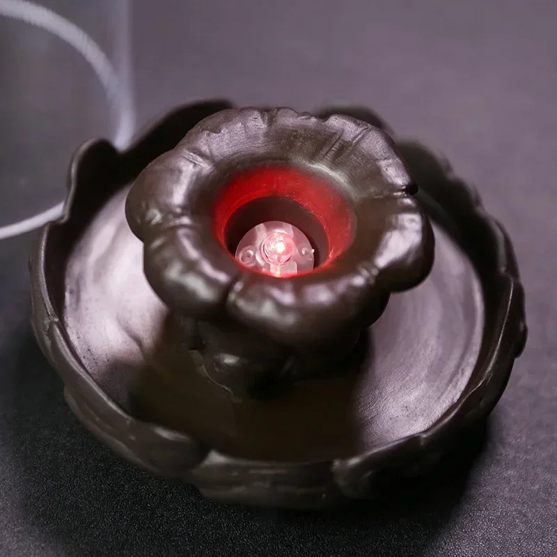 Rückfluss Räuchergefäß mit LED Feng Shui und chinesischem Drachen