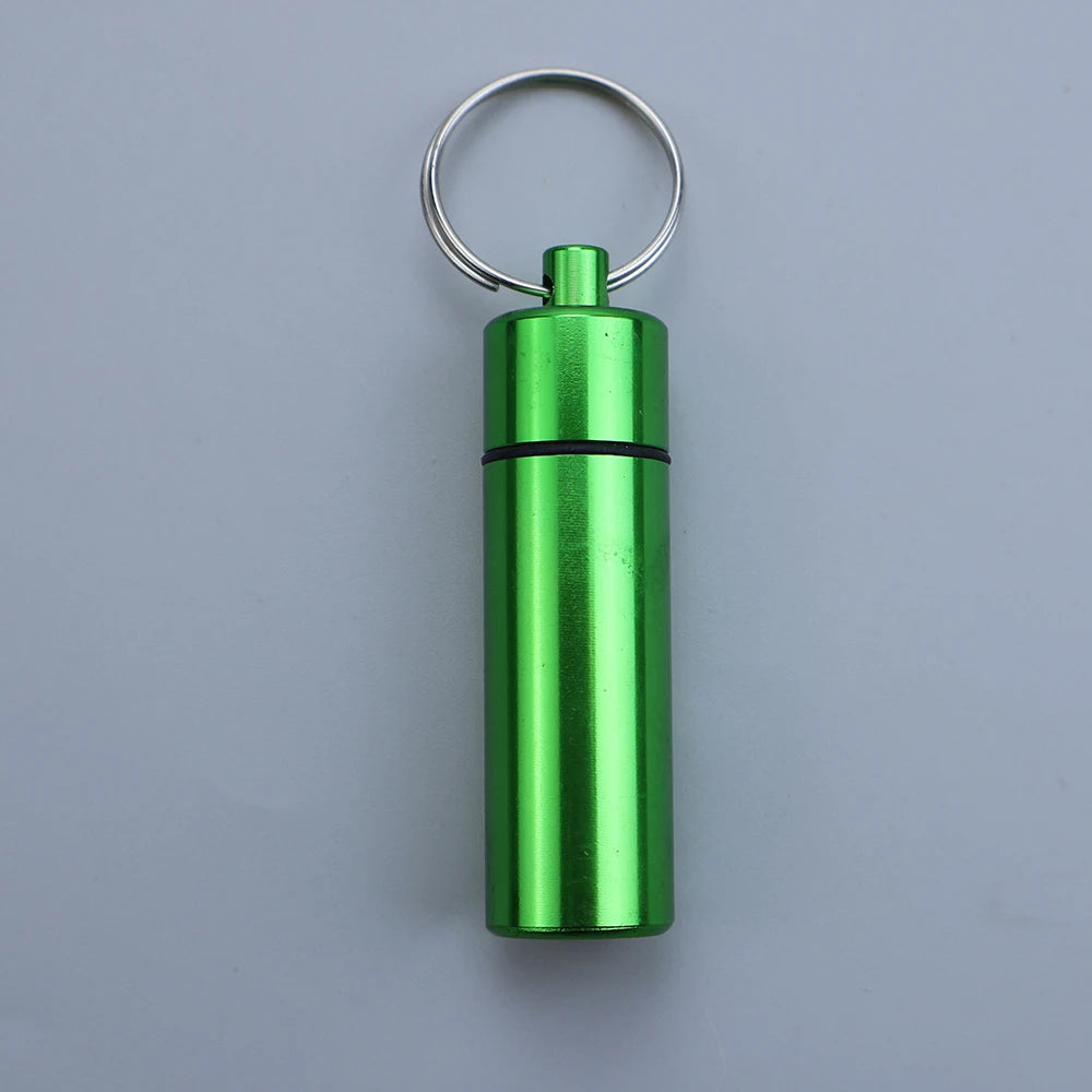 Wasserdichter Aluminium Pillenbehälter mit Schlüsselanhänger klein