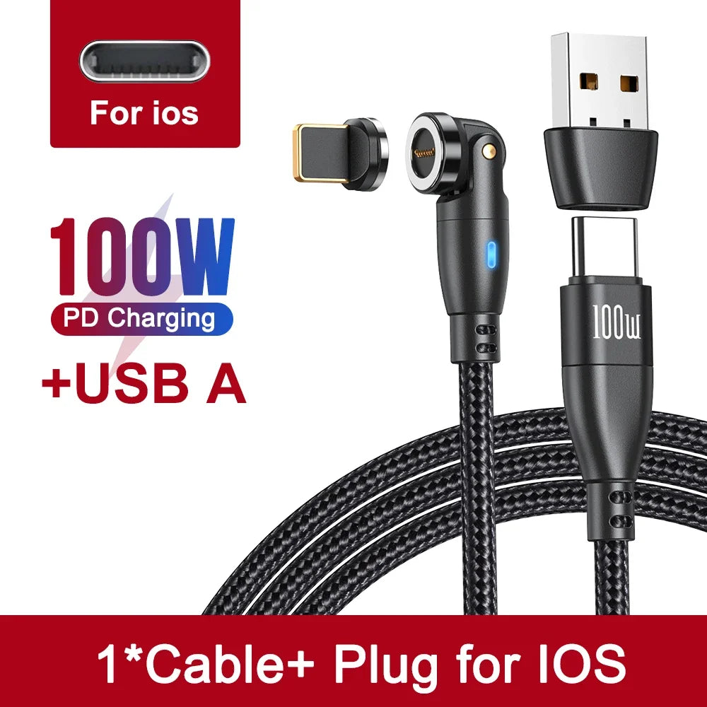 Magnetisches USB C Ladekabel 100W PD 5A – 540° Drehbar – Schnellladung - Daten