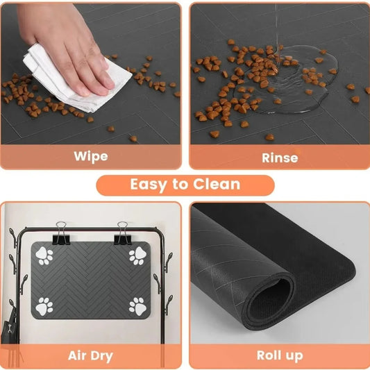 Pet Tischset Hund Katze Futter Matte Starke Absorption Schnell Trocknend Nicht-Slip Pfotenabdruck Haustier Wasser Schüssel Matten Langlebig Hund katze Fütterung Liefert - Yabubest - Home & More