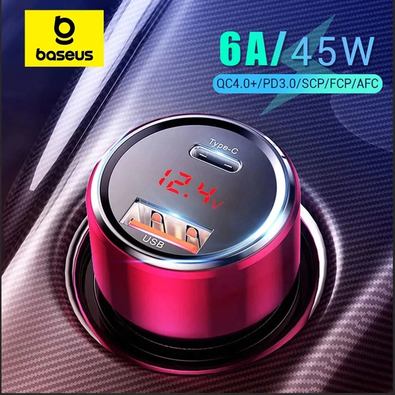 45W Auto Schnellladegerät PD USB C Dual Port QC 4.0 3.0 für Handy Tablet