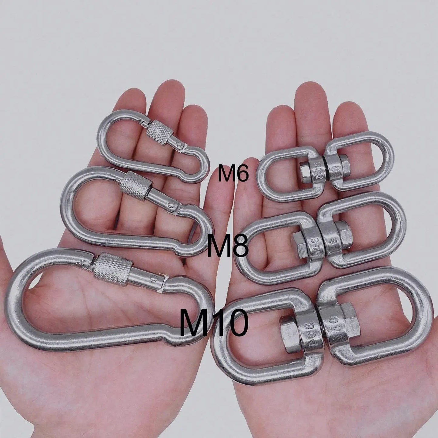 Robustes 3er Set drehbarer Edelstahl Karabinerhaken für vielfältige Zwecke