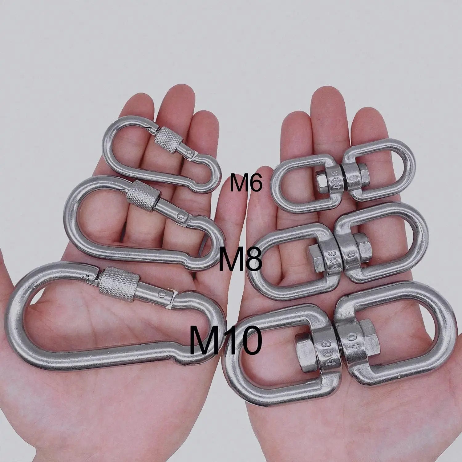 Robustes 3er Set drehbarer Edelstahl Karabinerhaken für vielfältige Zwecke